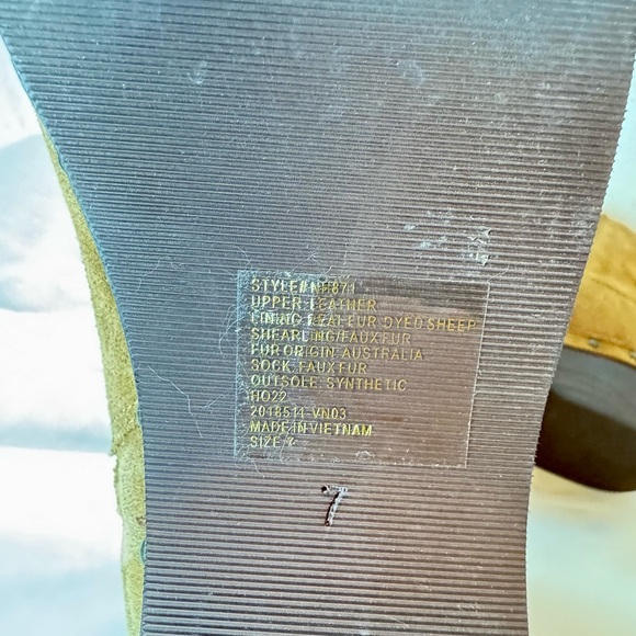 Cute Madewell Caramel Tan Leather Shearling Lined wooden block heel ankle boots - Picture 8 of 8